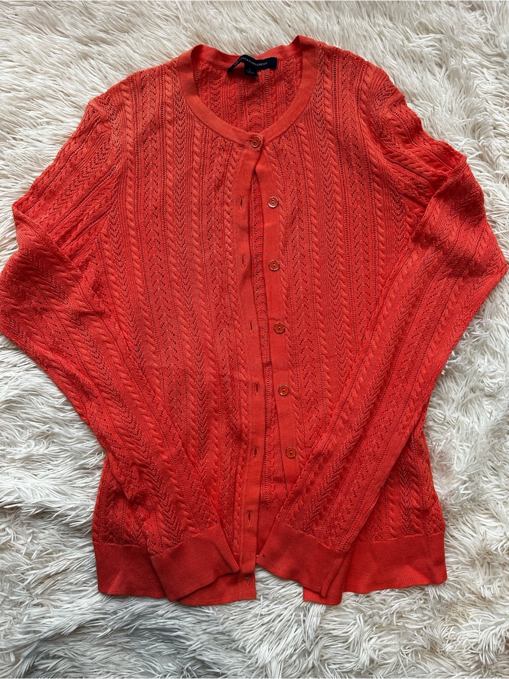 Brooks Brothers Coral Openwork Button Cardigan